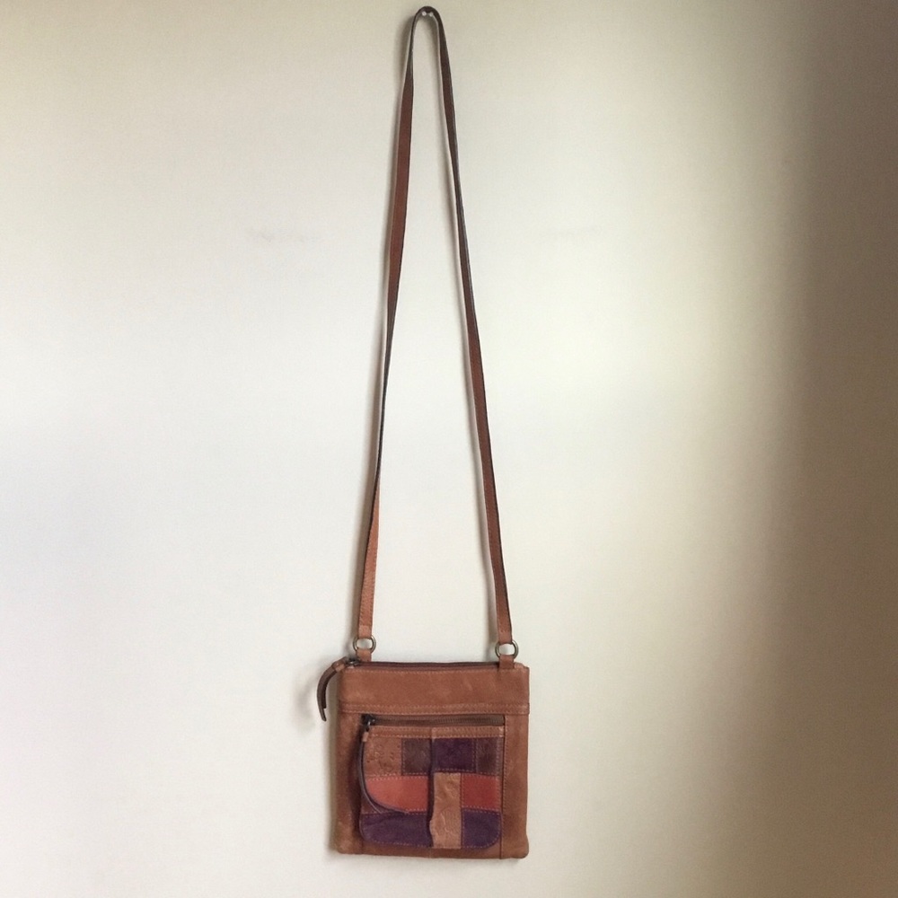 Fossil Distressed Leather Patchwork Crossbody Bag - image 2